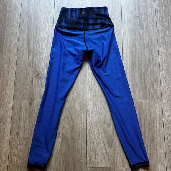 Lululemon Wunder Under Pant Nightsky Harbor Blue Black Full-On Luon Roll Down 6 - Picture 8 of 10